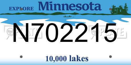 N702215 Minnesota License Plate
