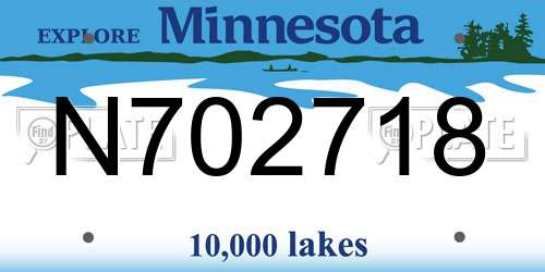 N702718 Minnesota License Plate