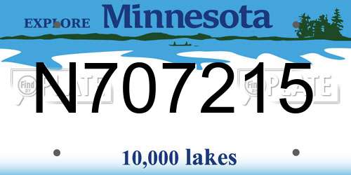 N707215 Minnesota License Plate