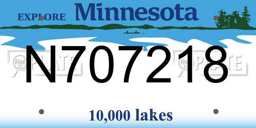 N707218 Minnesota License Plate
