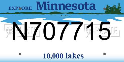 N707715 Minnesota License Plate