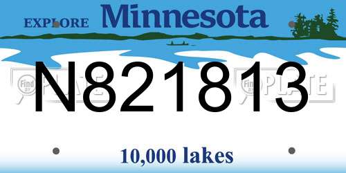 N821813 Minnesota License Plate