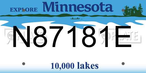 N87181E Minnesota License Plate