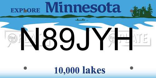 N89JYH Minnesota License Plate