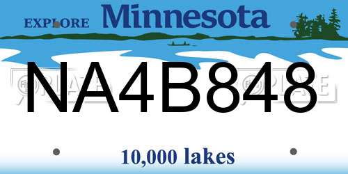 NA4B848 Minnesota License Plate