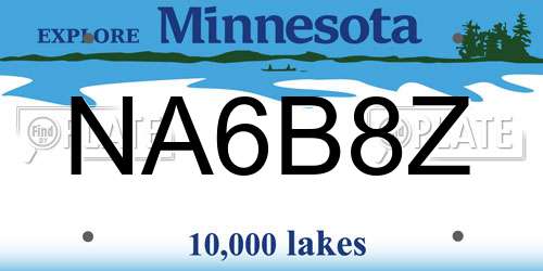 NA6B8Z Minnesota License Plate