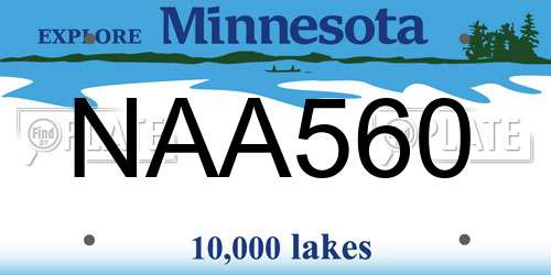 NAA560 Minnesota License Plate