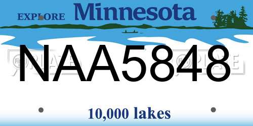 NAA5848 Minnesota License Plate