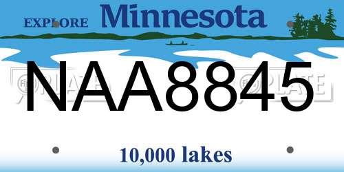 NAA8845 Minnesota License Plate