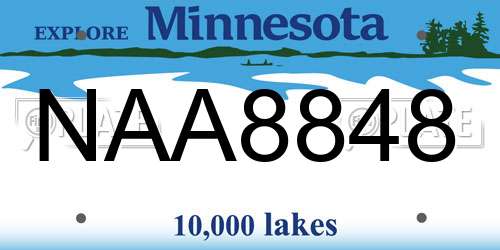 NAA8848 Minnesota License Plate