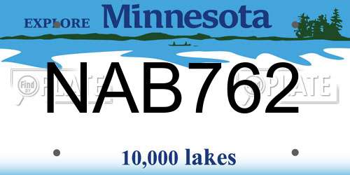 NAB762 Minnesota License Plate