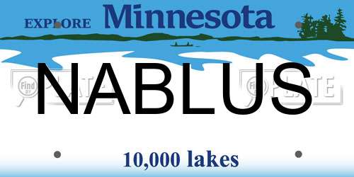 NABLUS Minnesota License Plate