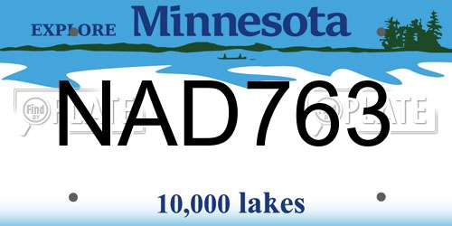NAD763 Minnesota License Plate