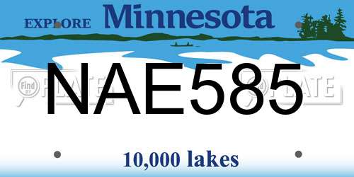NAE585 Minnesota License Plate