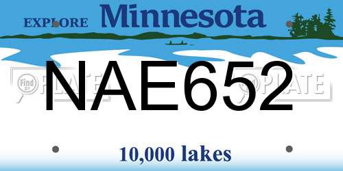 NAE652 Minnesota License Plate