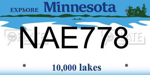 NAE778 Minnesota License Plate