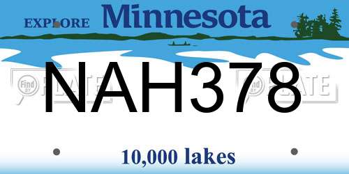 NAH378 Minnesota License Plate