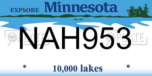NAH953 Minnesota License Plate