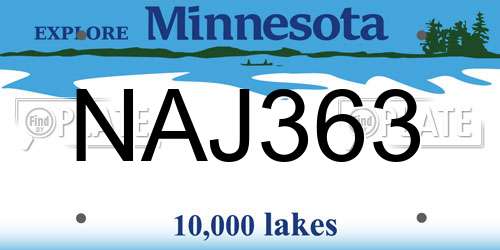 NAJ363 Minnesota License Plate