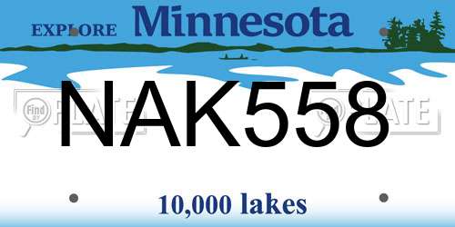 NAK558 Minnesota License Plate