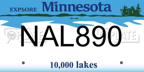 NAL890 Minnesota License Plate
