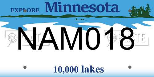 NAM018 Minnesota License Plate
