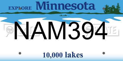 NAM394 Minnesota License Plate