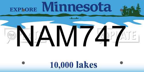 NAM747 Minnesota License Plate