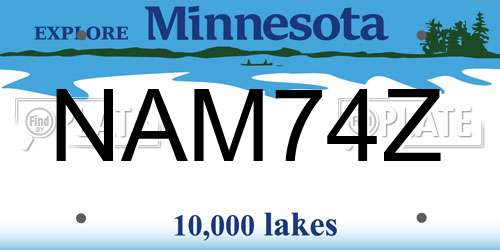 NAM74Z Minnesota License Plate