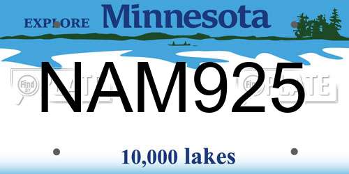 NAM925 Minnesota License Plate
