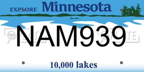 NAM939 Minnesota License Plate