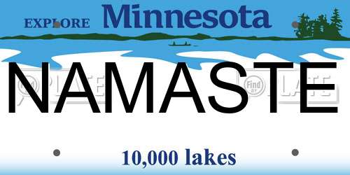NAMASTE Minnesota License Plate