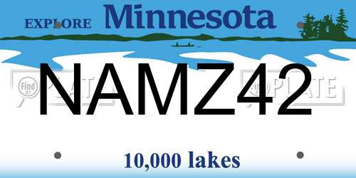 NAMZ42 Minnesota License Plate
