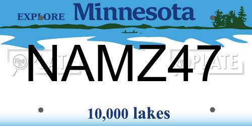 NAMZ47 Minnesota License Plate