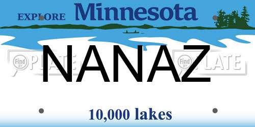 NANAZ Minnesota License Plate