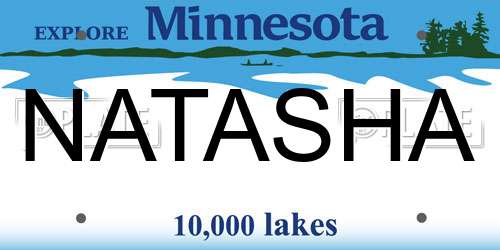 NATASHA Minnesota License Plate