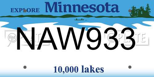 NAW933 Minnesota License Plate