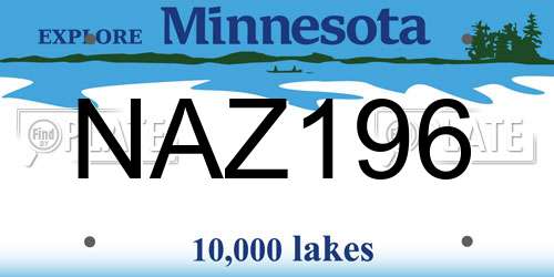NAZ196 Minnesota License Plate