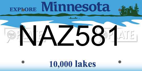 NAZ581 Minnesota License Plate