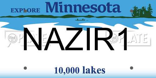 NAZIR1 Minnesota License Plate
