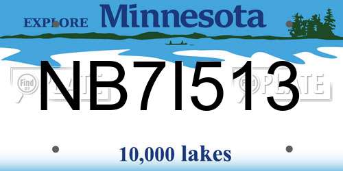 NB7I513 Minnesota License Plate
