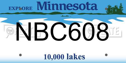 NBC608 Minnesota License Plate