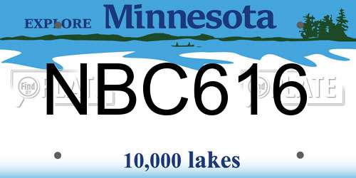 NBC616 Minnesota License Plate