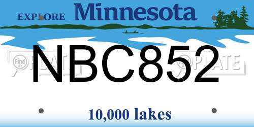 NBC852 Minnesota License Plate