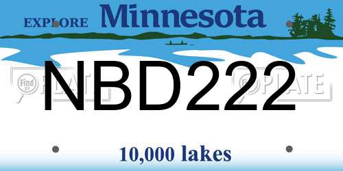 NBD222 Minnesota License Plate