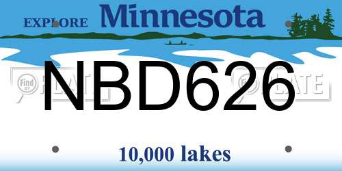 NBD626 Minnesota License Plate