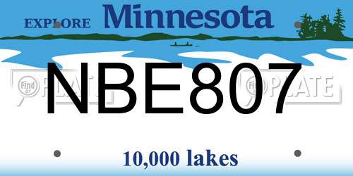 NBE807 Minnesota License Plate