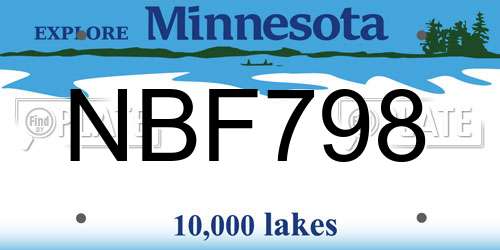 NBF798 Minnesota License Plate