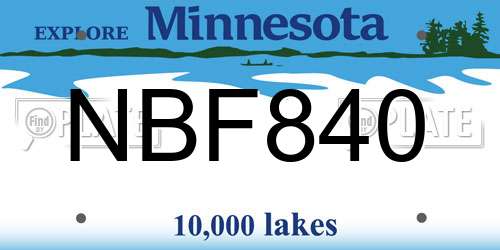NBF840 Minnesota License Plate