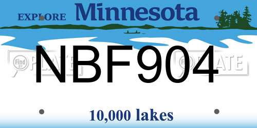 NBF904 Minnesota License Plate